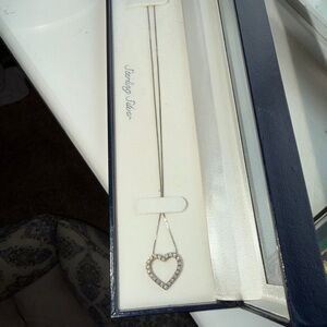 Elegant Silver Diamond Heart Necklace